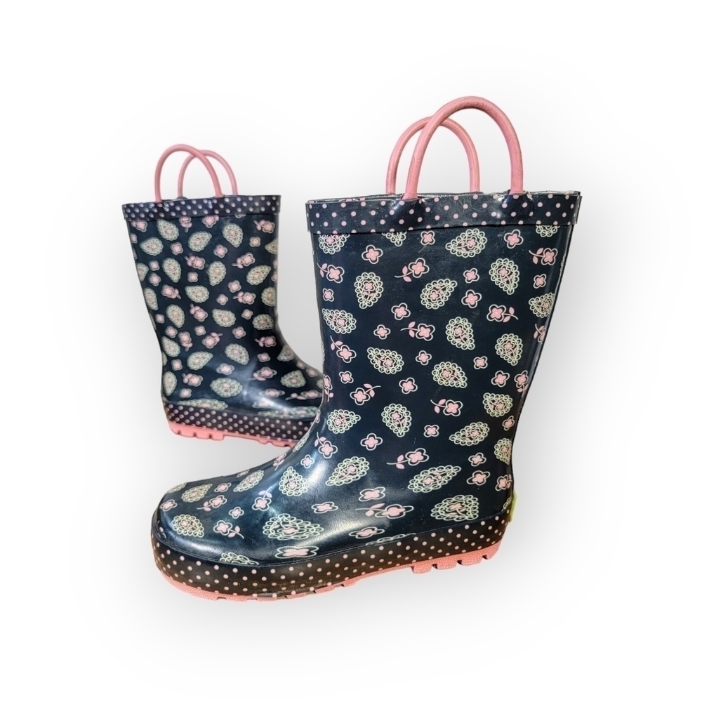 Western Chief Paisley Floral Rain Boots Pull on Waterproof Size 11 / 12